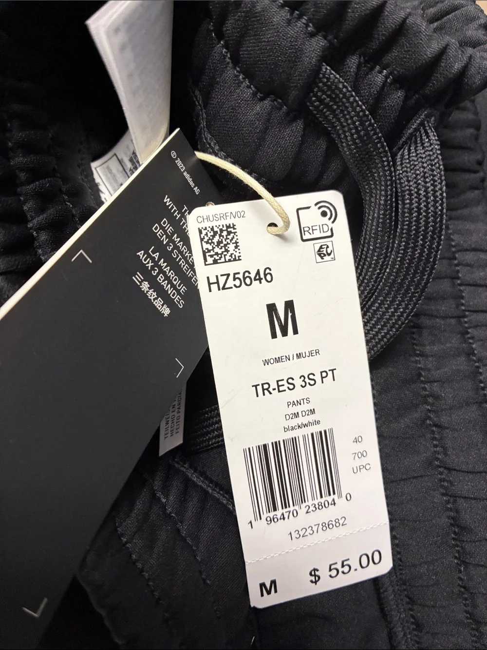 adidas Black Joggers with White Side Stripes